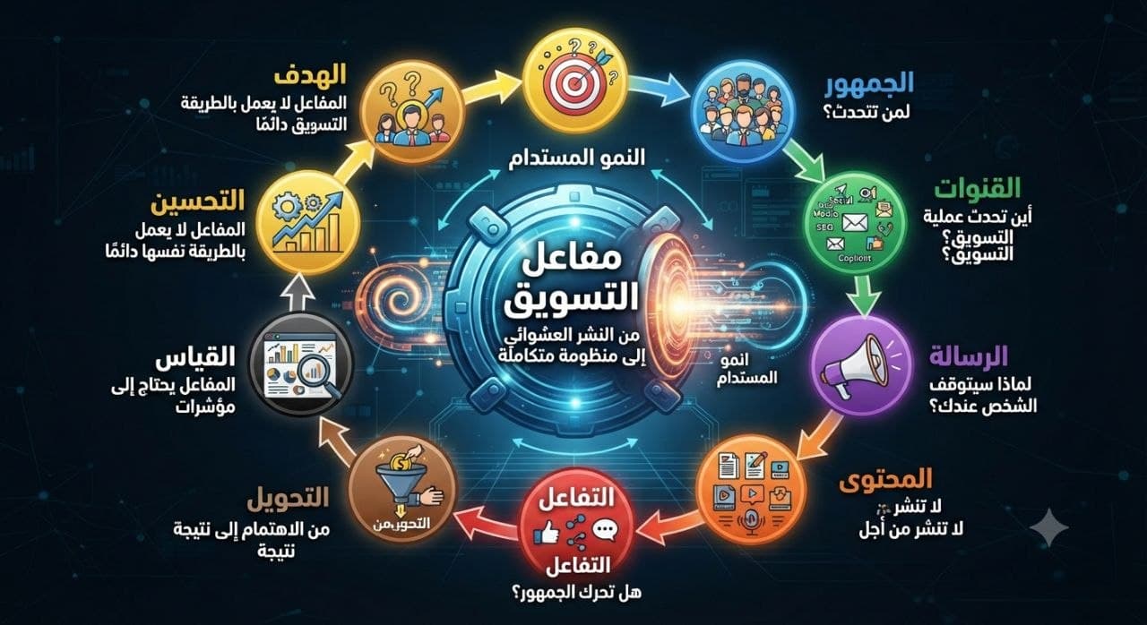⚡ مفاعل التسويق من النشر العشوائي إلى منظومة متكاملة